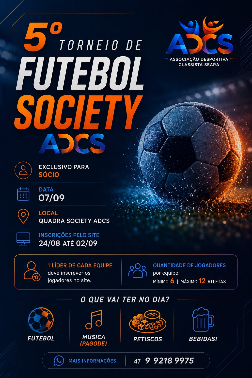 Arte do evento 5° Torneio de Futebol Society ADCS 2026
